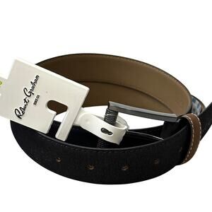 Robert Graham Black Suede Ripaso Belt - Signature Stitching & Buckle Men's sz 34